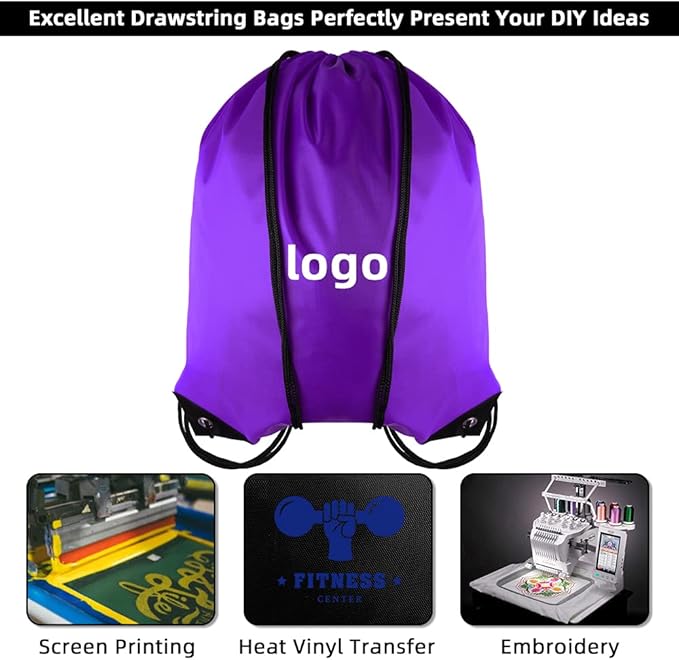 GoodtoU Drawstring Bags Cinch Sack Backpacks - Bulk Drawstring Backpack String Bags for Women Men 16 Pcs Purple