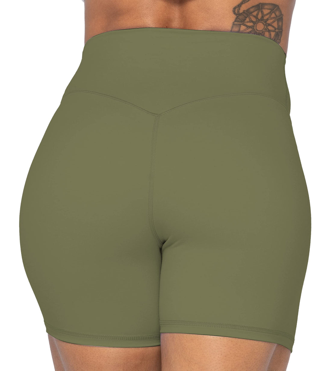 Sunzel 5" High Waist Biker Shorts for Women No Front Seam Soft Yoga Workout Gym Bike Shorts Tummy Control Squat Proof Green