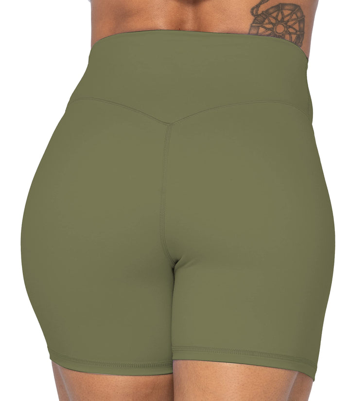 Sunzel 5" High Waist Biker Shorts for Women No Front Seam Soft Yoga Workout Gym Bike Shorts Tummy Control Squat Proof Green