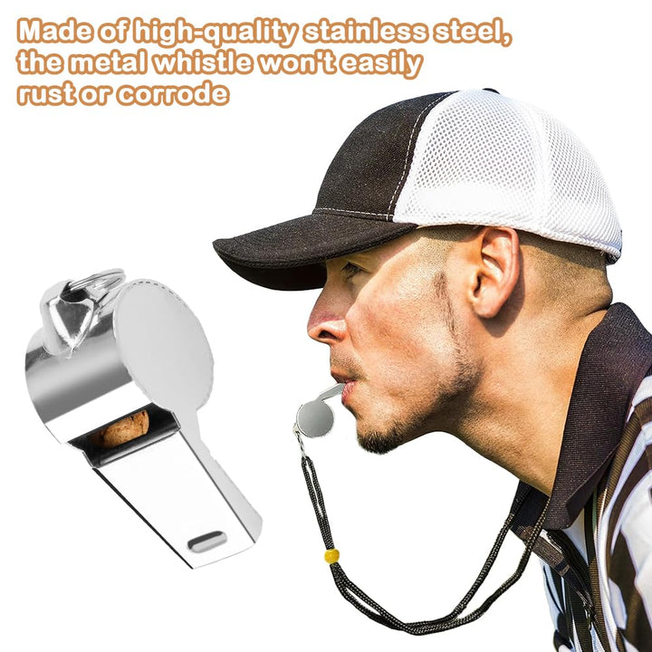 Bsofing 6 Pack Whistle, Referee Whistle, Whistle for Teachers, Coaches Whistle with Lanyard, Stainless Steel Sports Whistles, Loud Crisp Sound Whistles Great for Coaches, Referees, and Officials
