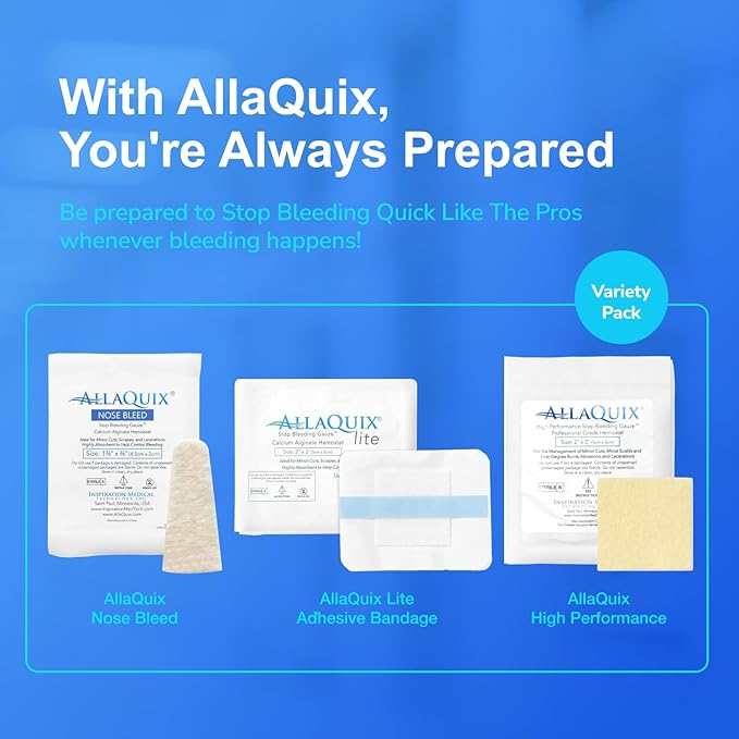Stop Bleeding Quick Kit - First-aid with AllaQuix Stop Bleeding Gauze (Blood clotting Bandage) (Ultimate)