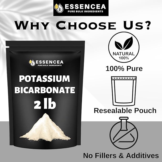 Potassium Bicarbonate 2lb by Essencea Pure Bulk Ingredients | Electrolyte and Leavening | Pure & Undiluted Potassium Supplement