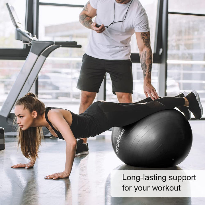 STOROMO Exercise Ball,Yoga Ball(with Exercise Tutorial)，Extra Thick Non-Slip,Holds 2500 lbs, Workout Ball for Pregnancy Birthing and Balance Stability (Black, 85cm/33.4in)