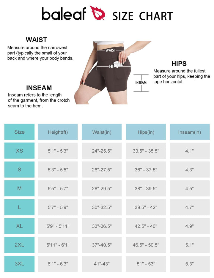 BALEAF Womens 5" Biker Shorts Yoga Gym Workout Tummy Control Lycra Workout Compression Shorts with Pockets Brown XS