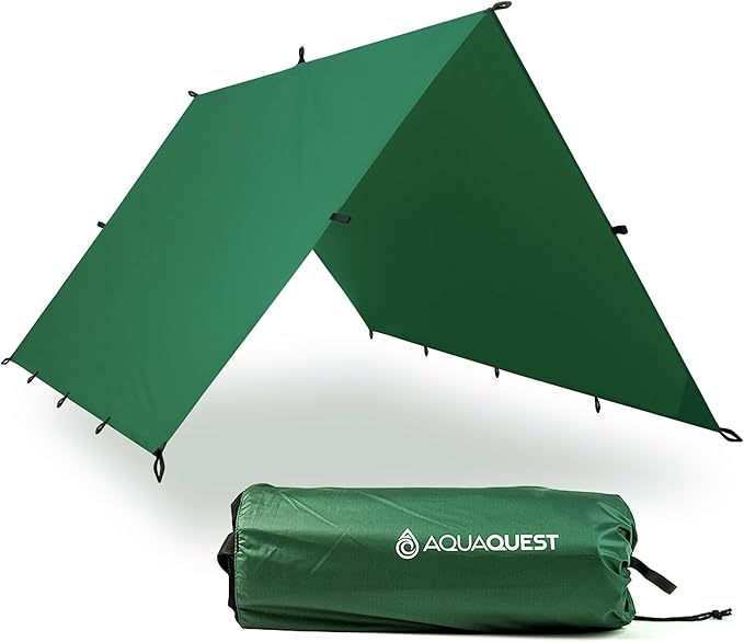 AquaQuest Guide Camping Tarp - Ultralight Tent Cover or Rain Fly - Waterproof Camping Gear Must Haves for Hiking, Hammock, Bivy & Survival
