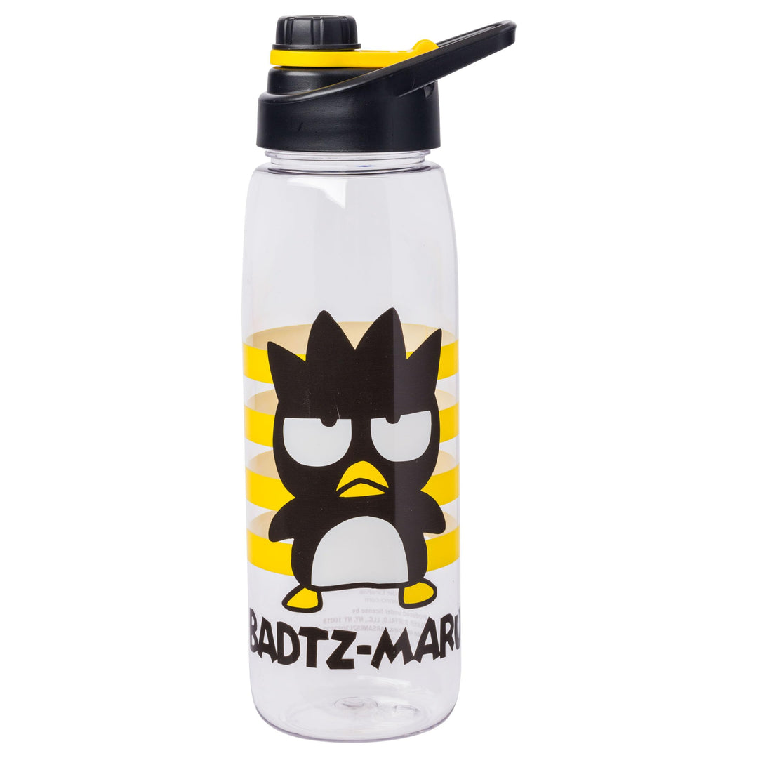 Silver Buffalo Sanrio Hello Kitty and Friends Badtz-Maru Pose Stripes Water Bottle with Screw Lid, 28 Ounces, Sanrio Badtz Maru, 28oz