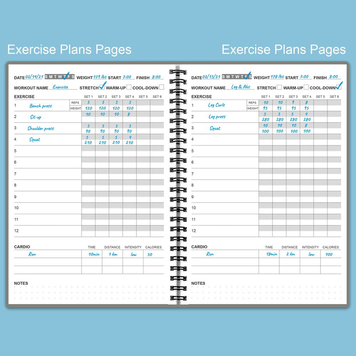 Fitness Planner for Women & Men - A5 Workout Log Book/Exercise Workout Log to Track Weight Loss, GYM, Bodybuilding Progress - Daily Health & Wellness Workout Journals, 5.8X8.25 In Workout Book