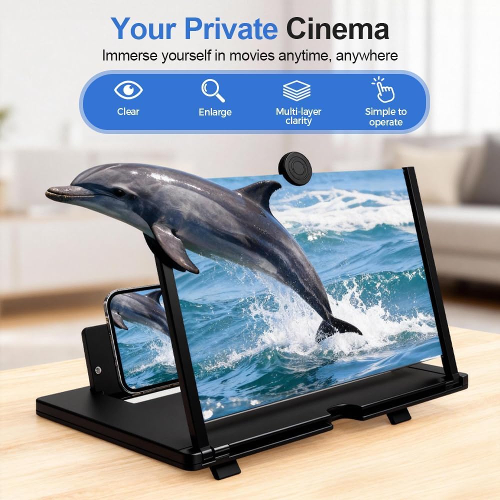 Screen Magnifier Version, 2026 New 3D HD Screen Magnifier for All Smartphones,Amplifier Desktop Magnifying for Seniors Reading,Gift for Mom Dad Family (White, 12 inch)