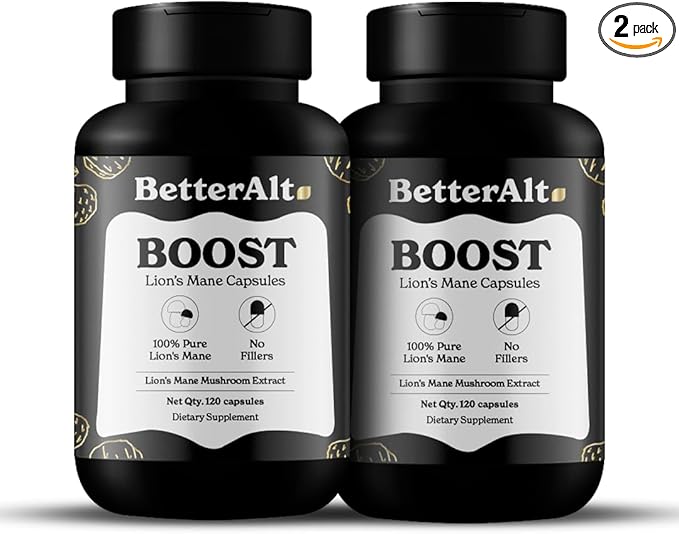 Lions Mane Mushroom Capsules | Nootropic Brain Booster | 15:1 Extract for Overall Health and Fitness | 30% Polysaccharides | Pack of 2