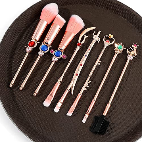 Anime Moon Makeup Brushes, Pink Magic Wand Metal Handle, Professional Eye/Face/Lip Makeup Brushes Tool Sets & Kits Cosplay, Valentine/Halloween/Christmas Gifts