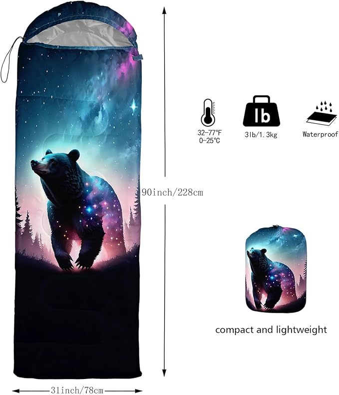 AILONEN Kids Floral Cat Camping Sleeping Bags,Lightweight & Waterproof,3 Season Warm & Cool Weather,Kawaii Kitten Sleeping Bags for Girls Adults,Travelling,Outdoors