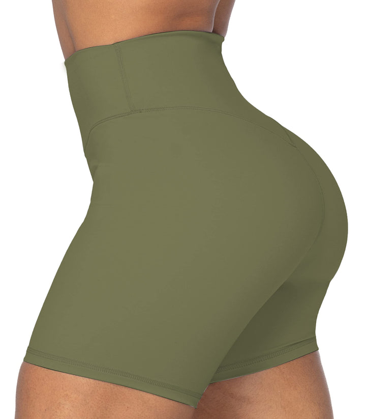 Sunzel 5" High Waist Biker Shorts for Women No Front Seam Soft Yoga Workout Gym Bike Shorts Tummy Control Squat Proof Green