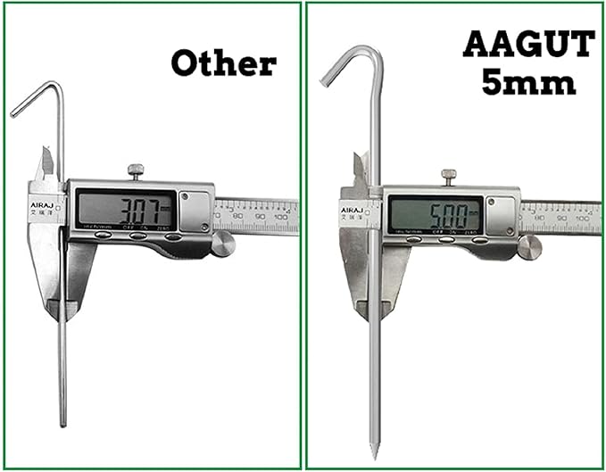 AAGUT 8 Pack Metal Camping Tent Stakes 9 Inch Yard Stakes for Inflatables Heavy Duty Tent Pegs Steel Hooked Ground Stakes for Outdoor Christmas Decorations, Garden Edging Tarp Stakes for Ground