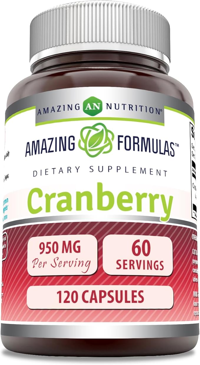 Amazing Formulas Cranberry Extract | 950 Mg Per Serving | 120 Capsules Supplement | Non-GMO, Gluten Free, Made in USA
