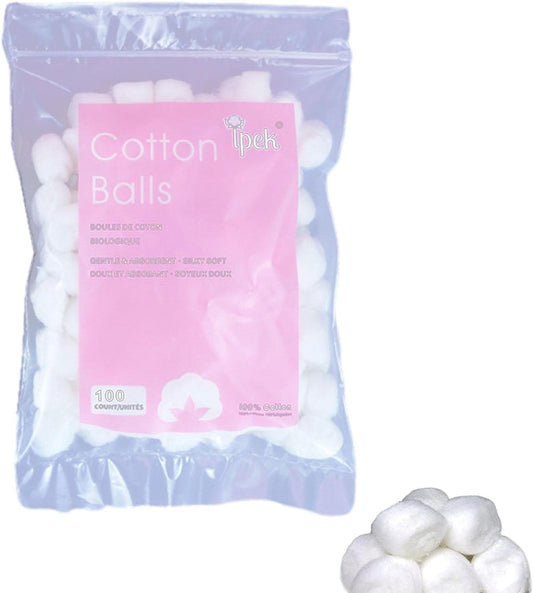 100 Pcs White Cotton Balls - Soft Cotton Wool | Delicate Lightweight Balls and Swabs for Sensitive Skin Household Needs Outdoor Traveling Everyday Use House Necessary Absorbent