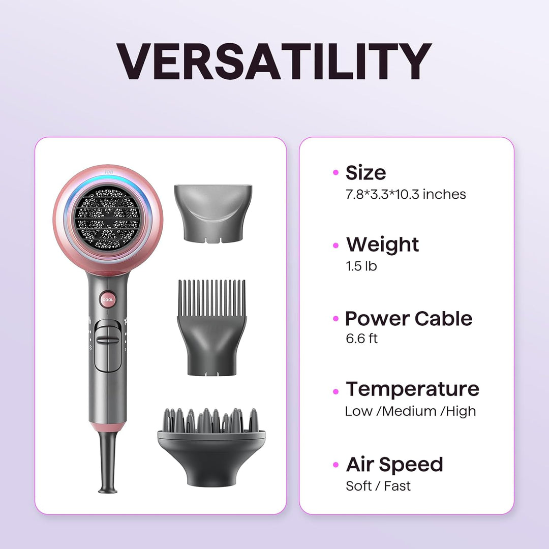 Wavytalk 1875W Ionic Hair Dryer | Diffuser & Comb for Curly Hair | Green