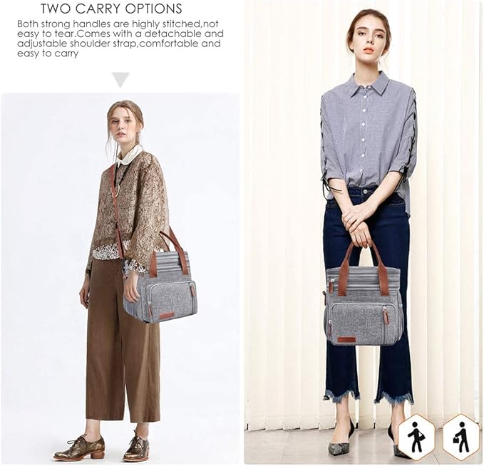 MIYCOO Lunch Bag for Women Men Double Deck Lunch Box - Leakproof Insulated Soft Large Adult Lunch Cooler Bag for Work, (Grey,15L)