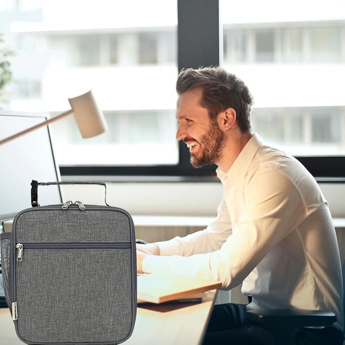 Lunch Box for Kids Boys Girls Men Women, Insulated Small Soft Cooler Lunch Bag Kit for School Work Picnic Travel - Reusable Portable lunchbox, Grey