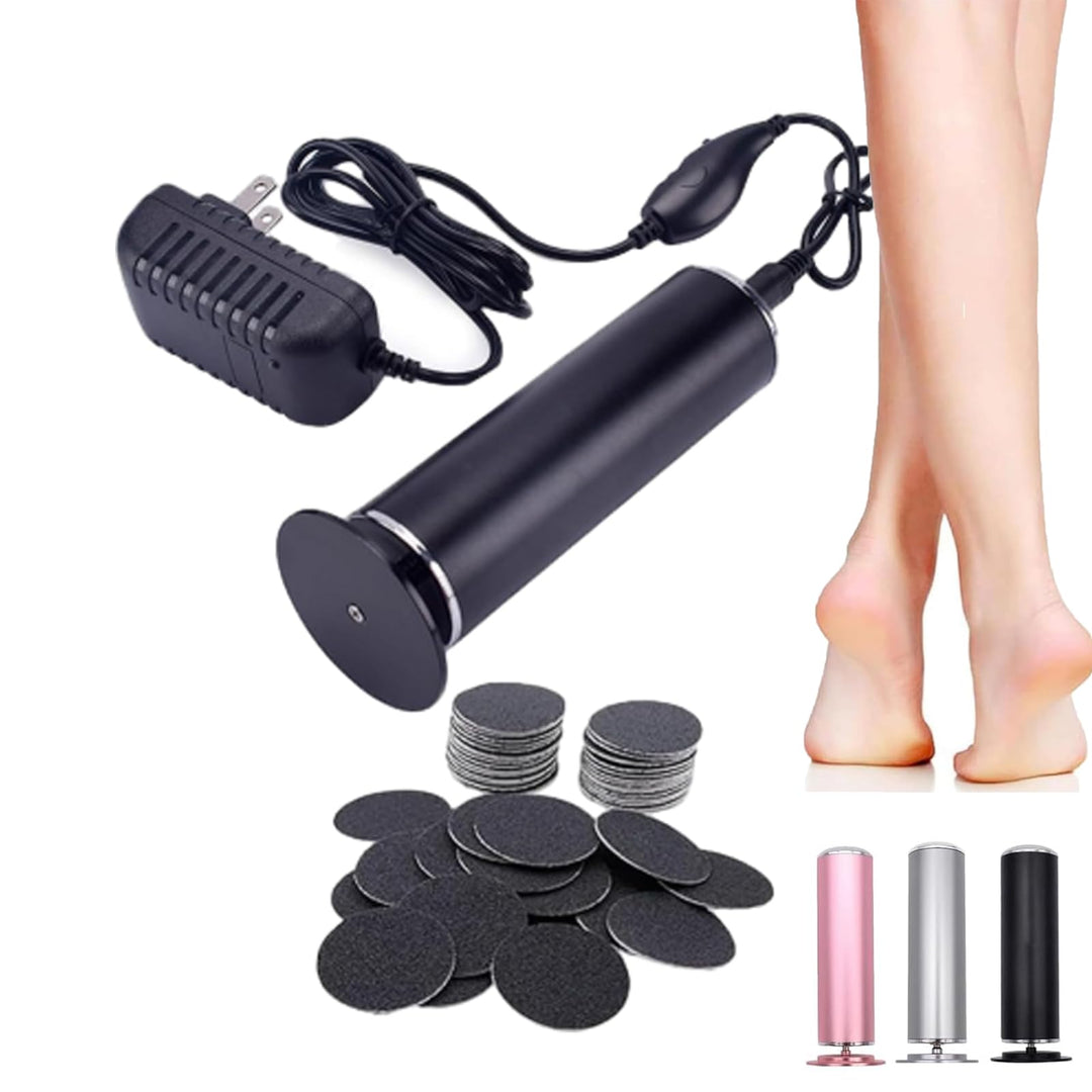 Dermavr Electric Foot Callus Remover for Women, Foot Scrubber File Smooth Wand with 60 Sanding Pads, Pedicure Tools for Feet for Heel Cracked Heels-Black