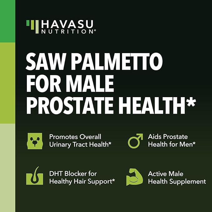 Saw Palmetto for Men Prostate Health Supplement to Promote Urinary Tract Function - 500mg Per Serving - 200 Count - DHT Blocker Hair Vitamin - Vegan, Non-GMO Capsules, Over 6 Month Supply