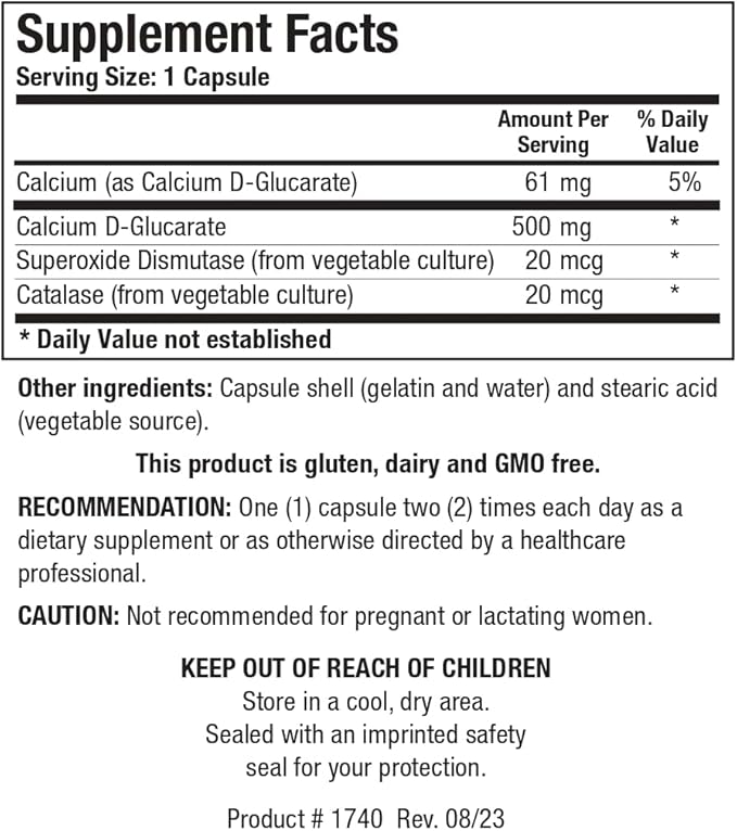 Biotics Research Ca D Glucarate Liver Detoxification, Eliminates Toxins, Strong Bones, Hormonal Health, Heart Health, Healthy Body Composition, Raw Organic Vegetable Culture 120 Count
