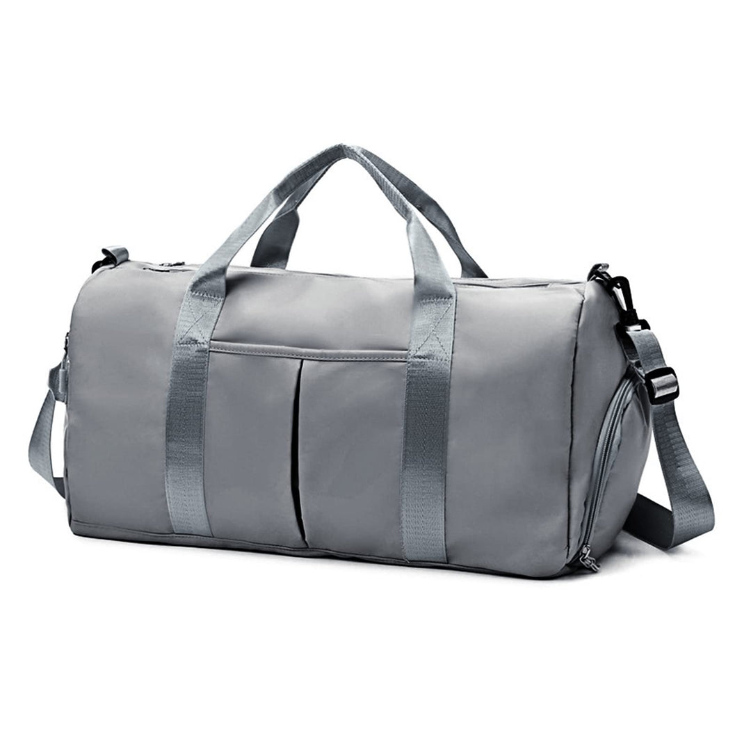 ZGWJ Sports Gym Bag with Wet Pocket & Shoes Compartment, Waterproof Shoulder Weekender Bag for Women and Men Swim Sports Travel Gym Bag Lightweight and easy Carry on Grey