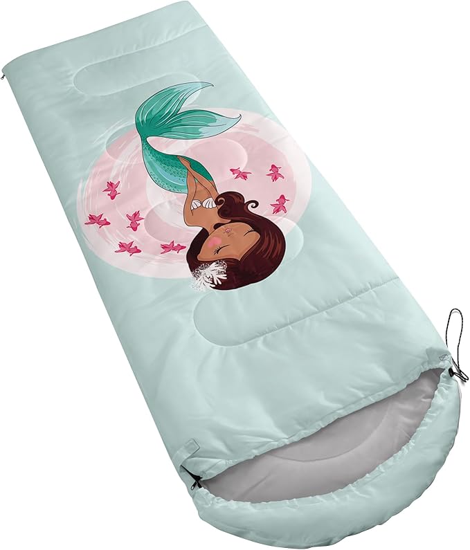 AILONEN Cartoon Fox Camping Sleeping Bag for Boys Girls Adults,Lightweight & Waterproof,3 Season Warm & Cold Weather,Portable,Kawaii Fox Printed Sleeping Bag,Traveling,Camping,Hiking
