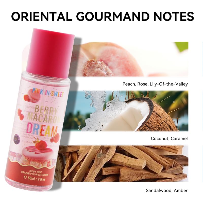 4pcs Body Spray for Women - Women'S Body And Hair Spray 60ml/2.1Fl.Oz Each Piece - Sweet Fragrance Spray Gift Sets, Long-Lasting Fresh Scent