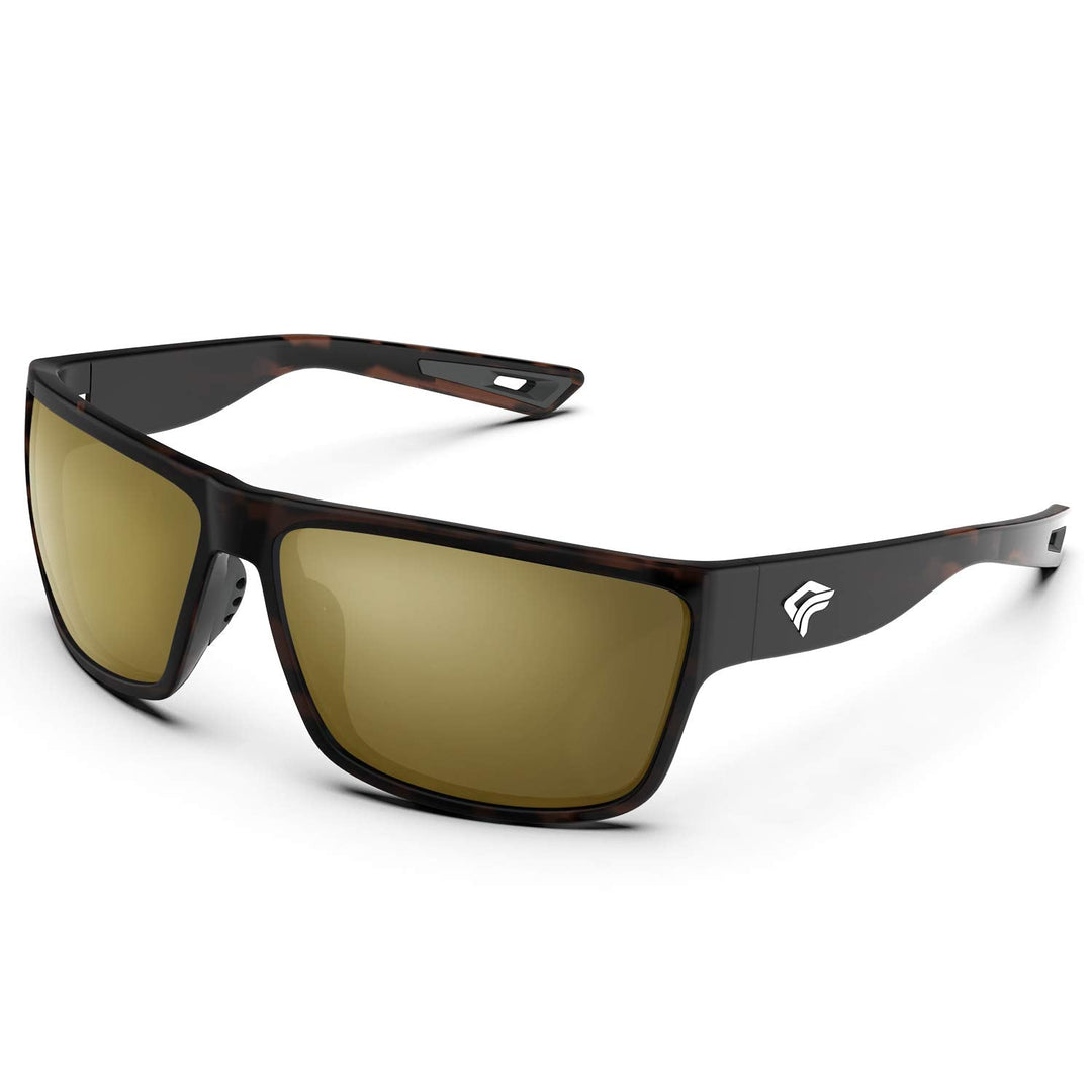 TOREGE Polarized Sports Sunglasses for Men and Women Cycling Running Golf Fishing Sunglasses TR26 (Tortoise Frame & Brown Lens)