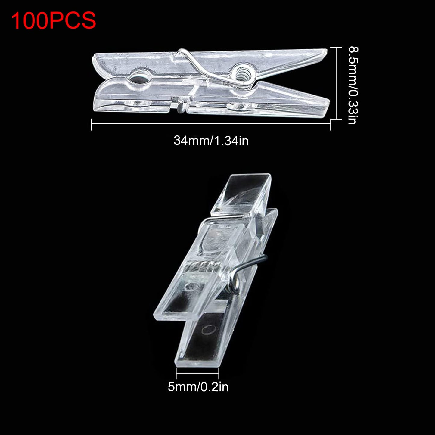 100 Pcs Mini Clear Pegs Tiny Little Photo Clips 35mm Transparent Plastic Spring Pegs for Hanging Photos Card Paper Arts Crafts Picture Weddings Parties Decoration