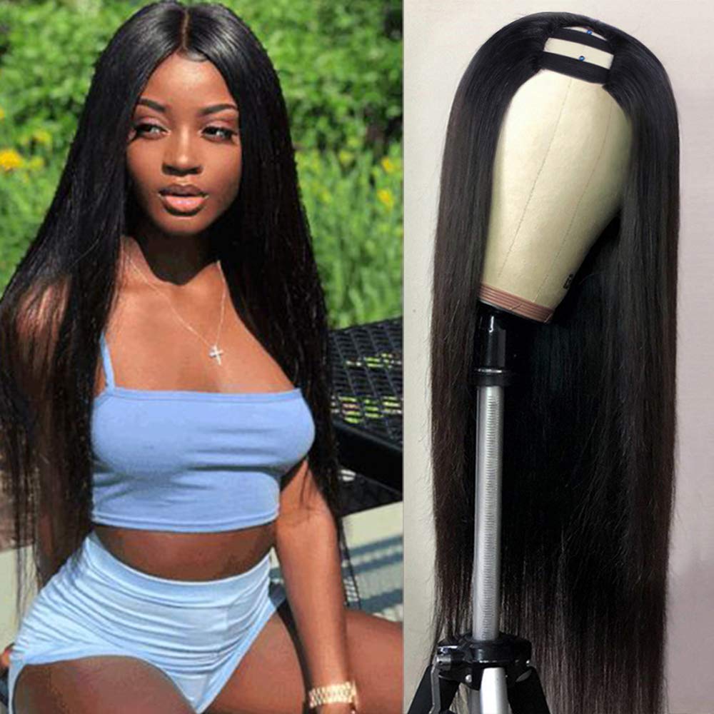 Nvnvdij U Part Wigs Straight Human Hair 250% Density Glueless Straight Brazilian Human Hair Wigs For Black Women No Sew In No Gl