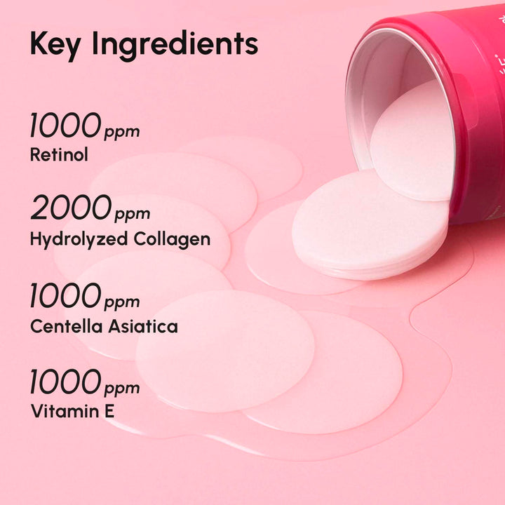 Collagen Toner Pads with Retinol | Hydrating Anti-Aging Wipes for Skin