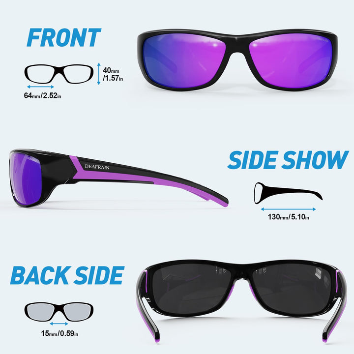 DEAFRAIN Polarized Sports Sunglasses for Men Women Driving Fishing Cycling Running UV Protection