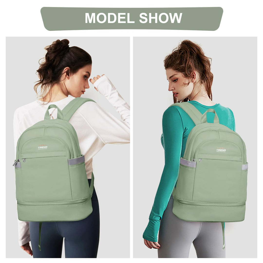 coofay Gym Backpack For Women Men Gym Bag With Shoe Compartment Waterproof Sports Backpack Dance Travel Backpack Green