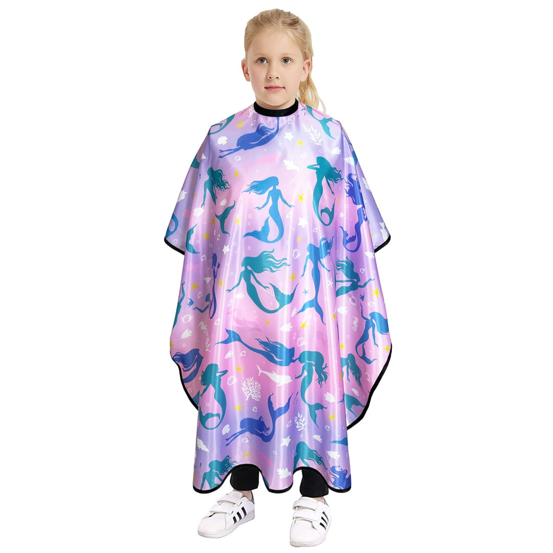 Pelocapa Hair cutting Capes for Kids Waterproof Salon Capes Shampoo Capes for Boys Girls Children - 39"× 51" (Mermaid)