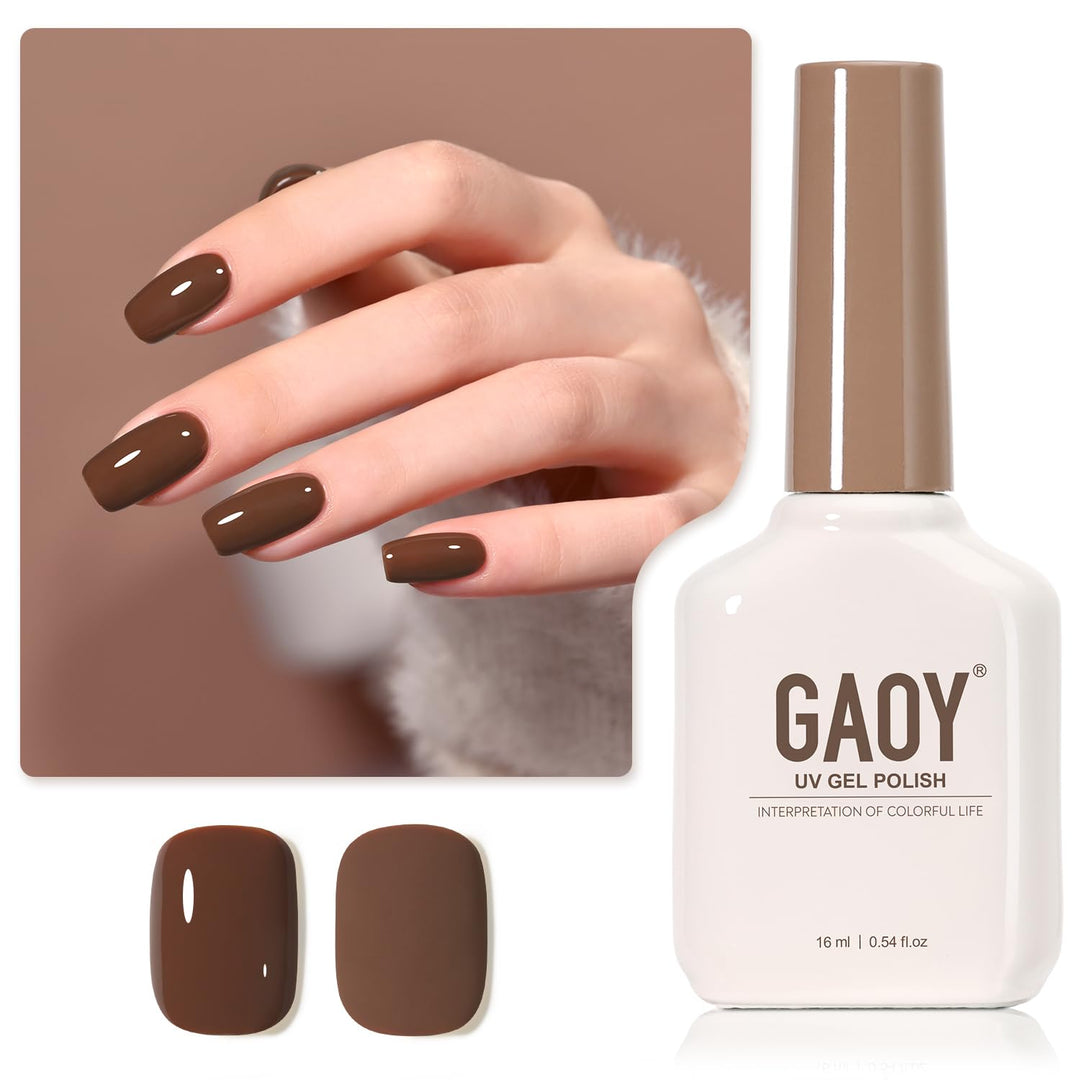 Gaoy Brown Gel Nail Polish, 16Ml Soak Off Gel Polish, Uv Light Cure For Nail Art Diy Manicure At Home, 2016 Dark Brown