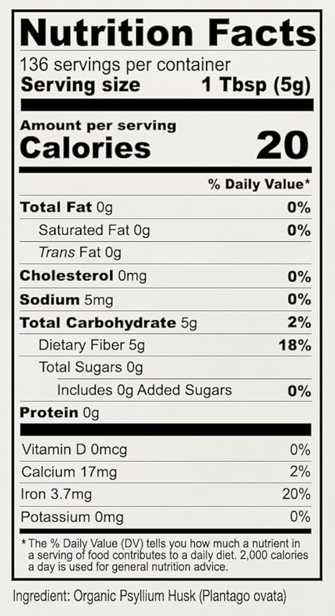 Anthony's Organic Whole Psyllium Husks, 1.5 lb, Dietary Fiber, Gluten Free, Non GMO, Keto Friendly