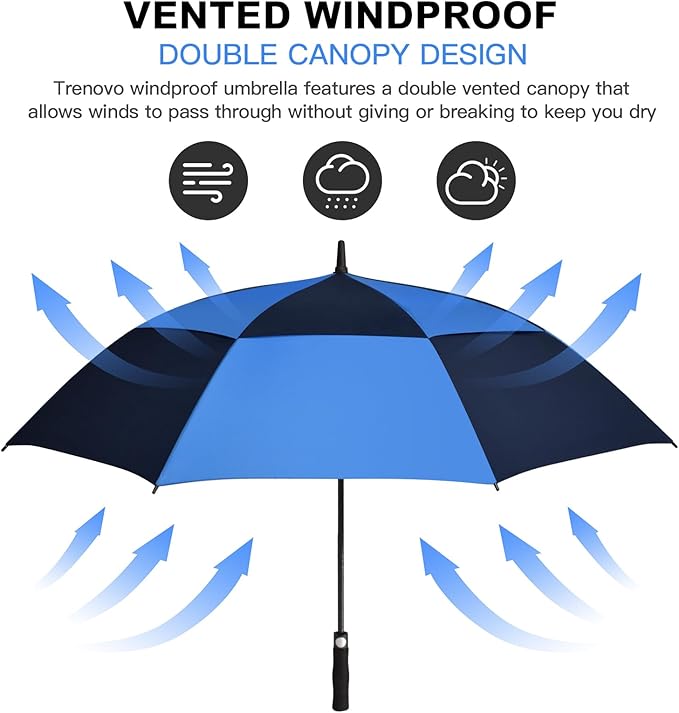 Auto Open Golf Umbrellas 62/68/72 Inch Extra Large Oversize for Business & Home, Ventilated Double Canopy Windproof Waterproof Stick Umbrella for Rain & strong wind