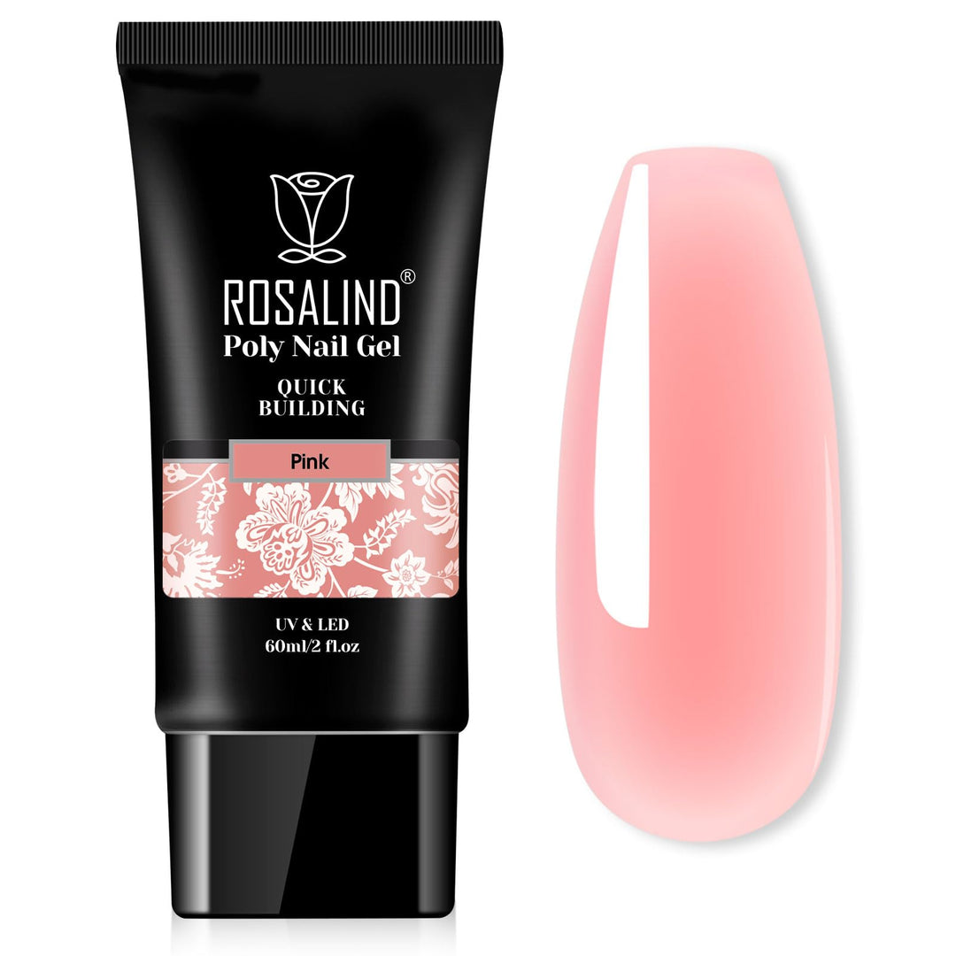 ROSALIND 2 oz Poly Nail Gel Millennial Pink Color, Pink Poly Extension Gel Jelly Color Poly Builder Nail Quick Building Acrylic Nails Poly Extension Gel Poly Thickening Nail Art Trendy Beauty