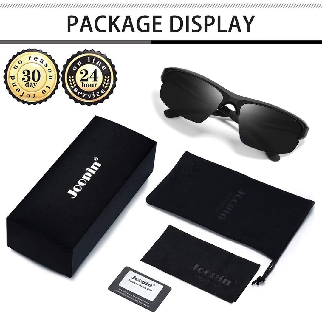 Joopin Half Frame Sports Sunglasses Lightweight Running Glasses Polarized UV400 Rectangle Wrap Around Shades for Men Women Motorcycle