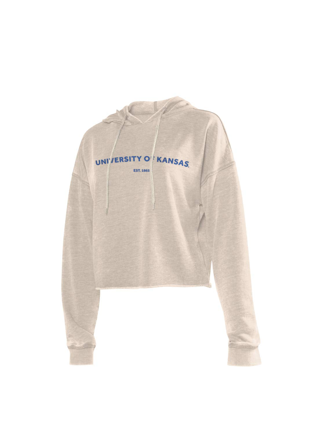 Chicka-d Kansas Jayhawks Women's Campus Crop Top Hoodie Oatmeal, Small