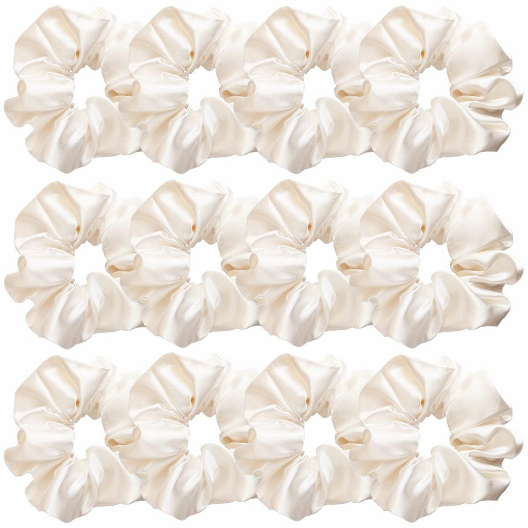 12 Pcs Satin Silk Scrunchies, Hair Ties, Hair Bands, Bow Ropes, Elastic Bracelets, Ponytail Holders, Hair Accessories For Women