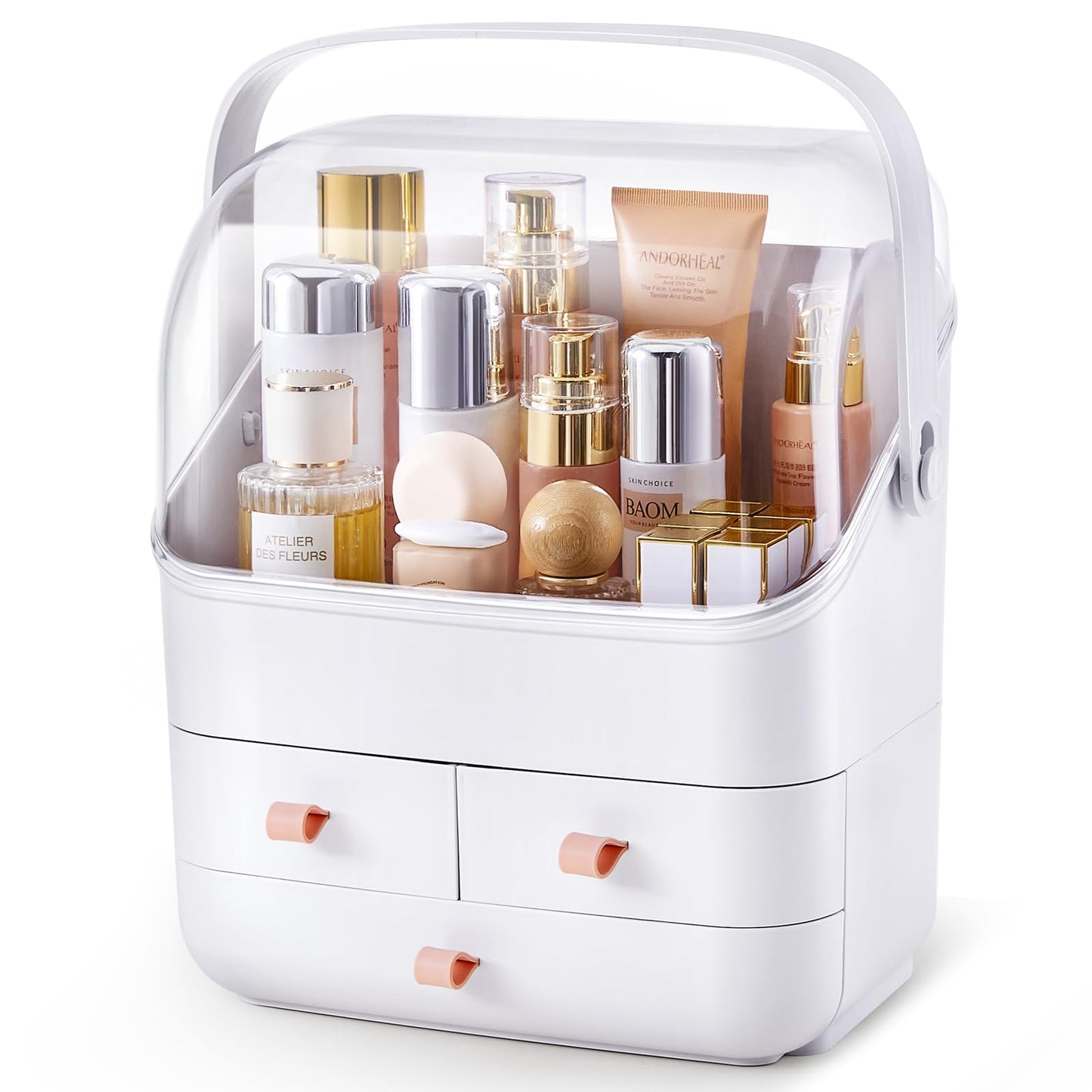 3-Layer Desktop Cosmetic Storage Box Make Up Organiser Transparent Separation Dressing Table Makeup Organiser Portable Beauty Makeup Case 35.5 * 28 * 18CM