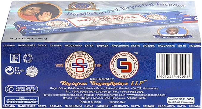 Nag Champa Incense Sticks 40g x 12 and Incense Stick Holder Bundle Insence Insense Satya Incense