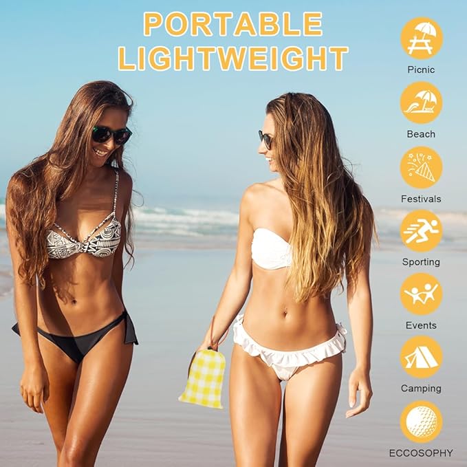 Beach Blanket Beach Mat, Sandproof Waterproof Beach Mat, Picnic Blanket, Extra Large 55x79 in (3-5 People) Picnic Blanket with 1 Storage Bag & 4 Fixed Nails for Beach, Camping, Hiking, Picnic