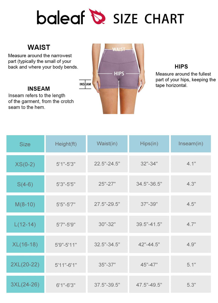 BALEAF Biker Shorts Women Yoga Gym Workout Spandex Running Volleyball Tummy Control Compression Shorts with Pockets 5" Light Purple XS
