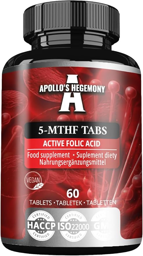 APOLLO'S HEGEMONY 5-MTHF Tabs - 400 µg L-methylfolate per Serving - 60 Tablets - 4 Month Supply - Supports Psychological Functions and Reduces Fatigue - Dietary Supplement