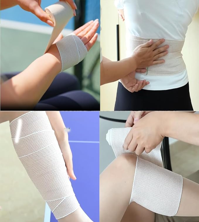 6 Pack Elastic Bandage Wrap, 2" Wide Compression Roll Latex Free Bandage for Legs, Ankle, Knee, Body Wrap, Compression Leg Wraps,First Aid Kit