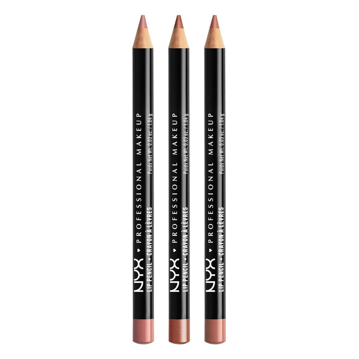NYX Slim Lip Liner Set | Long-Lasting Creamy Formula | 3 Shades for All Occasions