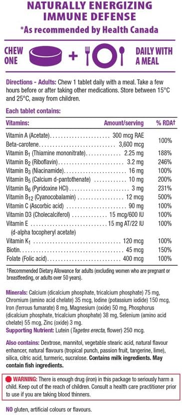 Jamieson 100% Complete Chewable Multivitamin for Adults Citrus Twist Multi, 60 chewable tablets